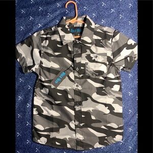 Bold Blue Camo Boys  button down shirt  6